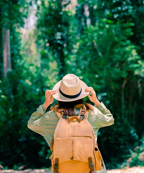 Traveler overlooking a protected natural landscape near Santa Marta