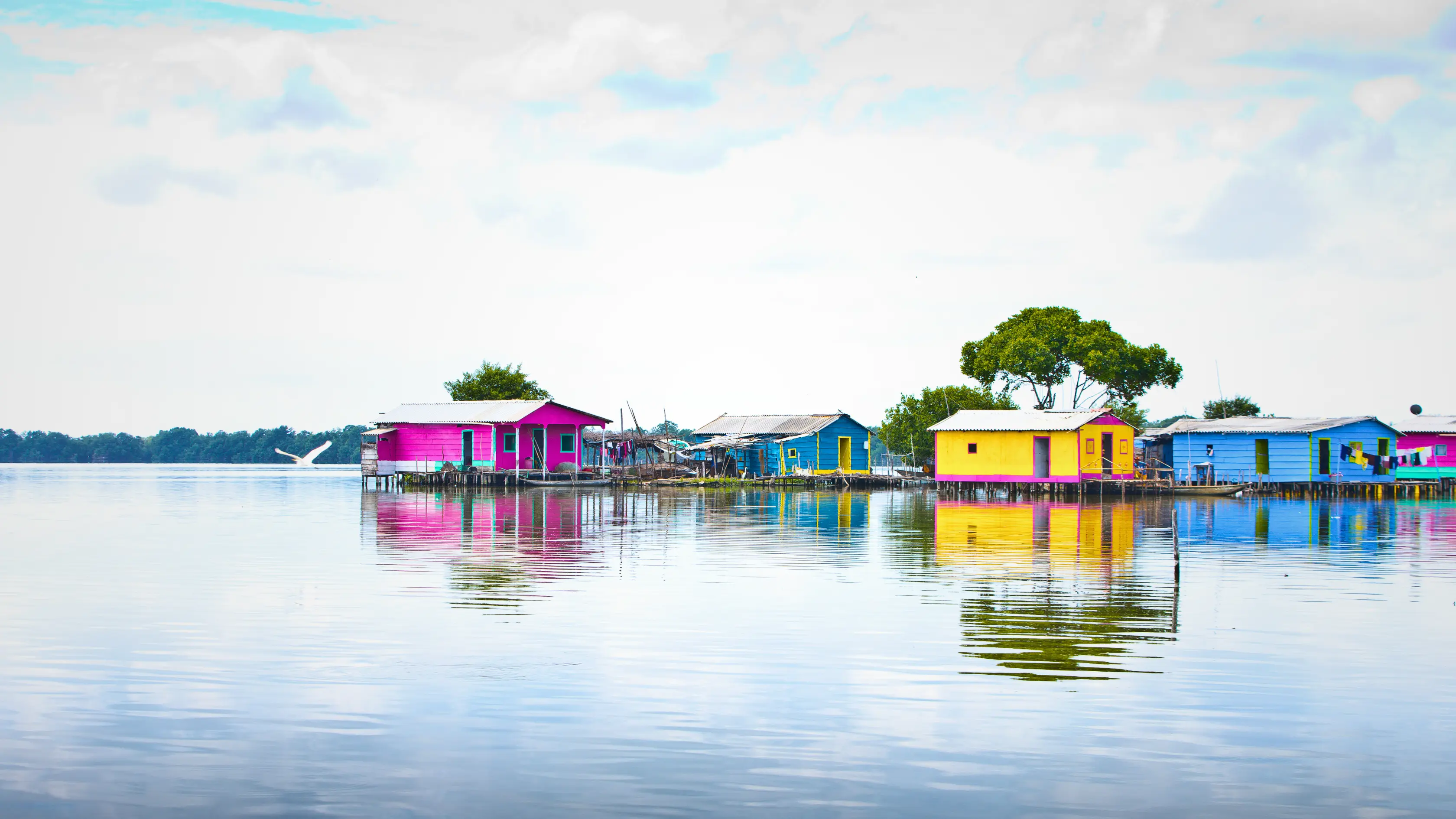 Colorful stilt village in the Ciénaga Grande de Santa Marta
