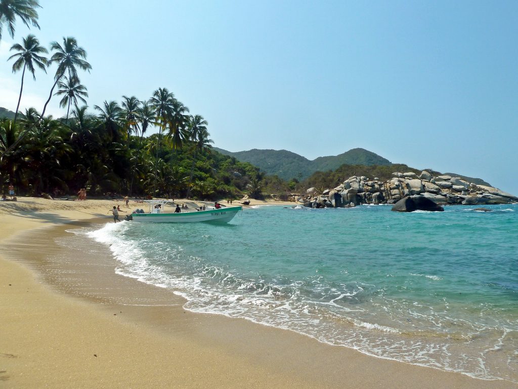 Caribbean beach and forest landscape inside Tayrona National Park